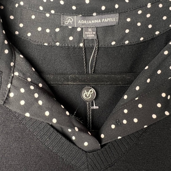 Adrianna Papell Black and White Polka Dot Blouse size XL - Picture 4 of 4